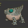 Fantasy Animal With Blue Brown Spotted Skin Large Eyes And Round Pink Belly