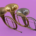 Vintage Commercial Equipment Horns with Gold Silver and Copper Color Finishes