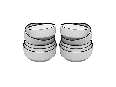Modern White Ceramic Dinnerware Set With Stackable Bowls And Plates 3d model