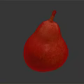 Shiny Red And Orange Pear On Dark Background Showing Vibrant Color And Smooth Surface