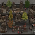 Detailed Industrial Factory Scale Model With Towers Pipes Trees And Figures