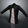 Black Leather Jacket With White Lining Open Style Sleeves Spread Out For Daily Casual Wear