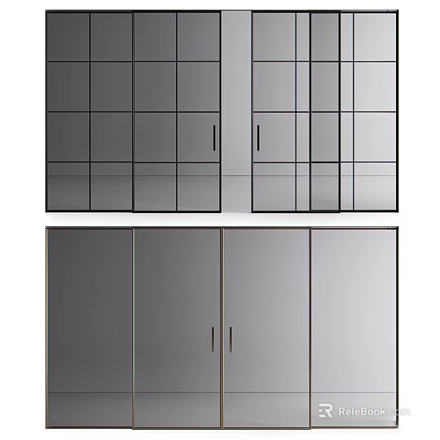 Modern Sliding Doors Design With Glass Panels And Metal Frames For Interior Decor 3d model 
