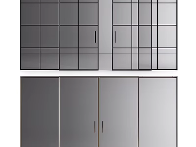 Modern Sliding Doors Design With Glass Panels And Metal Frames For Interior Decor 3d model