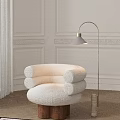 Modern Elegant Living Room With White Sofa And Arching Floor Lamp On Wooden Floor