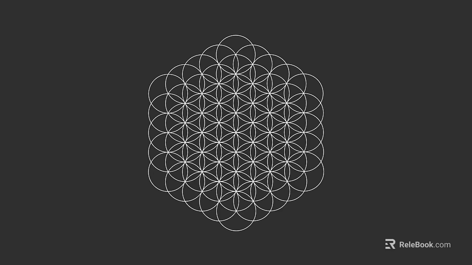 Intricate Sacred Geometry Pattern With Interlocking Circles White Lines On Black Background 3d model 
