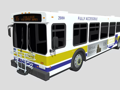 White Yellow Blue City Bus Fully Accessible Via Metropolitan Transit College Green Line Route 65 3d model