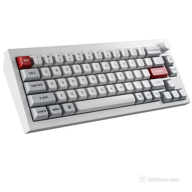 Ergonomic White Mechanical Keyboard With Red Accent Keys And Function Keys 3d model 