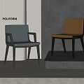Modern Gray Brown Fabric Dining Chairs With Wooden Frame And Armrest Design