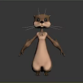 3D Cartoon Animal Character Model With Standing Pose Big Eyes Brown Body And Whiskers
