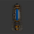 Industrial Sci Fi Equipment Structure With Yellow Cylinder Black Components And Green Lights