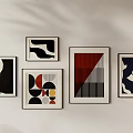 Modern Geometric Framed Wall Art Multiple Pieces On Light Wall Home Decor 3d model