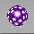 Purple Spherical LED Light Fixture With Hollow Circular Cutouts And Illuminated Center
