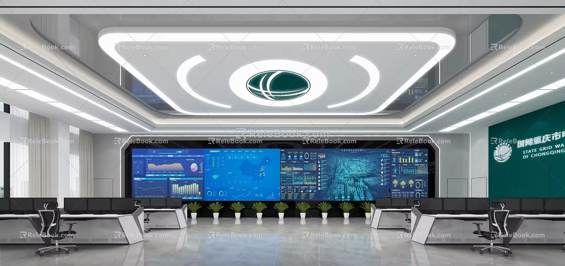 Modern Science and Technology Command Hall State Grid Monitoring Hall Dispatching Center 3d model