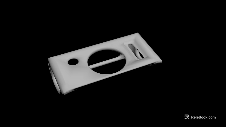 White Rectangular Mechanical Component With Circular Hole And Small Opening Structure 3d model 