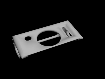 White Rectangular Mechanical Component With Circular Hole And Small Opening Structure 3d model