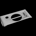 White Rectangular Mechanical Component With Circular Hole And Small Opening Structure