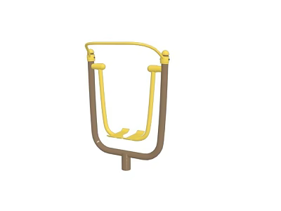 Outdoor Sports Equipment With Yellow Handles Brown Frame And Footrests For Fitness Training 3d model