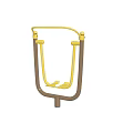 Outdoor Sports Equipment With Yellow Handles Brown Frame And Footrests For Fitness Training