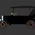 Vintage Classic Car With Black Body Red Seats And Orange Spoked Wheels