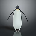 Emperor Penguin Standing In Gray Background With Shiny Reflective Surface And Yellow Neck Patch 3d model