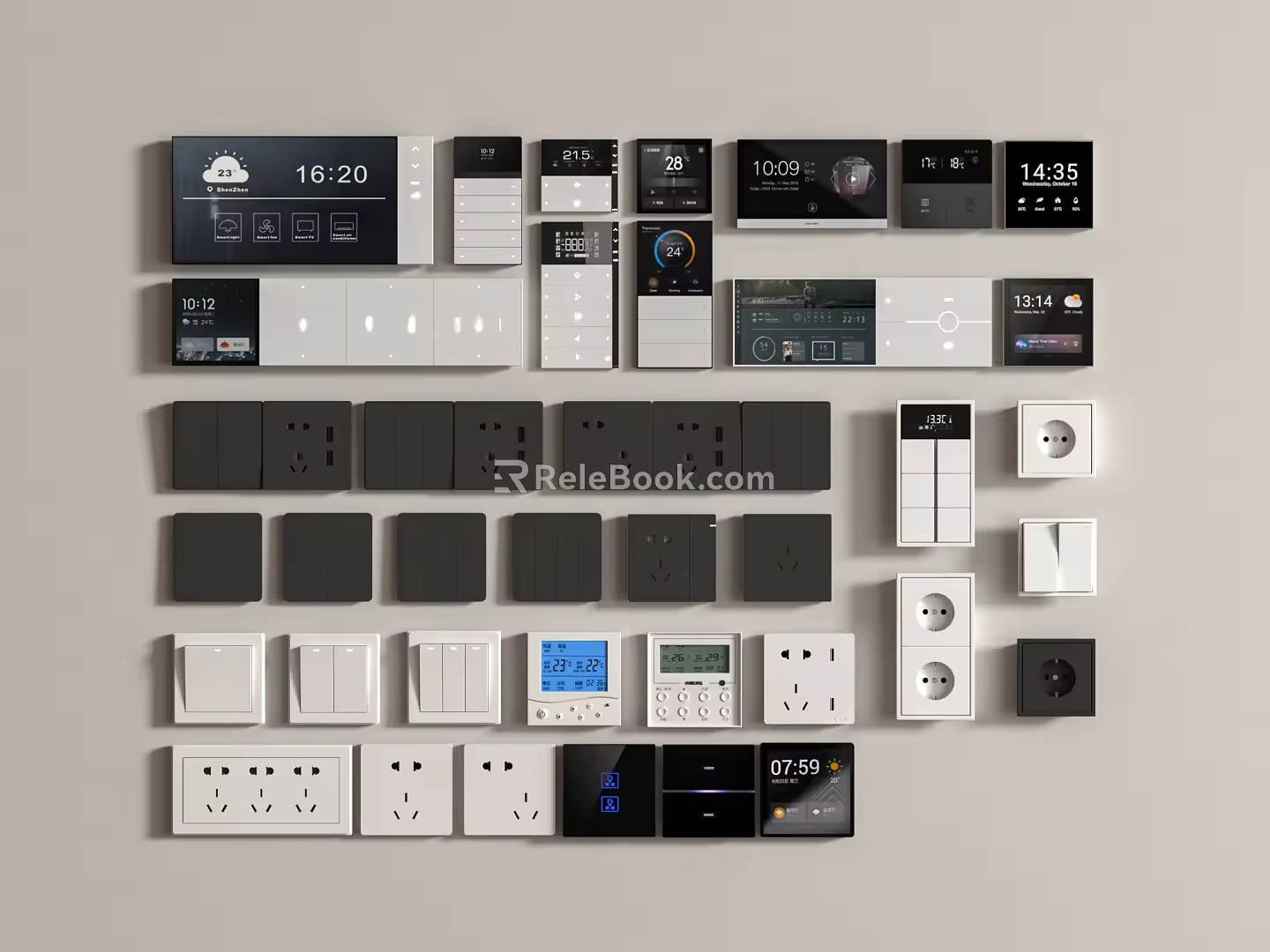 Modern switch socket combination air conditioning switch strong weak box 3d model