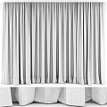 Gray Curtains With White Sheer Layers For Modern Window Decoration Design 3d model