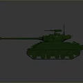 Detailed Green Military Tank Model With Long Cannon Tracks And Top Antennas