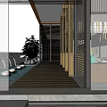 Modern Sales Office Interior With Wooden Structure Water Features And Spacious Green Corridor