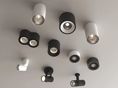 Modern Downlights and Spotlights With Various Black White Styles For Indoor Lighting Fixtures 3d model