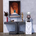 Light Luxury End View Table Entrance Cabinet 3d model