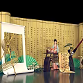 Traditional Chinese Culture Themed Photo Check-in Spot With Golden Scrolls Hanfu And Calligraphy