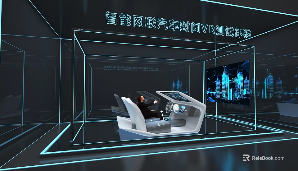 Intelligent Connected Vehicle Cockpit VR Testing Experience With Virtual Environment And Equipment 3d model 