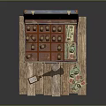 Vintage Open Suitcase Displaying Whisky Bottles And Money On Wooden Board