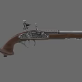 Vintage Weapon Antique Pistol With Wooden Grip Metal Components And Intricate Engravings