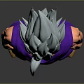 Anime Character 3D Model With Silver White Hair Purple Outfit And Yellow Shoes