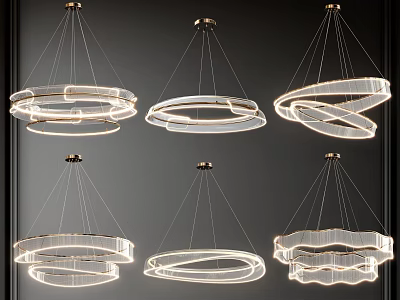 Modern Circular Chandeliers With Transparent LED Light Designs For Home Interior 3d model