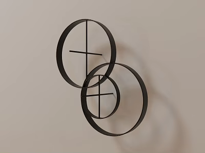 Modern Black Circular Wall Decor With Cross Design For Interior Decoration 3d model