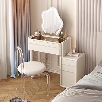 Cream Style Dressing Table Dressing Chair Acrylic Dressing Chair Dressing Table Combination 3d model