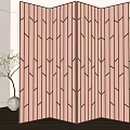 Wooden Folding Room Divider with Geometric Arrow Patterns for Modern Interior Decoration