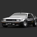 Classic Vintage Car With Silver Body Black Accents And Gullwing Doors