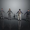 Game Movie Characters In Tactical Military Gear With Different Outfits And Weapon