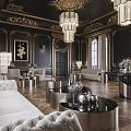 Elegant Luxurious Living Room Interior With Gold Accents Chandeliers And Plush Sofas