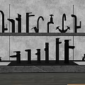 Various Stylish Faucet Designs Showcased On Shelf With Gray Wall Background