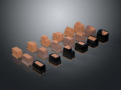 Various Colored Storage Boxes In Brown Black And Transparent For Home Organization 3d model