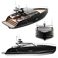 Stylish Black Yacht With Modern Exterior Design And Wooden Deck Features