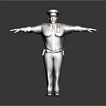 Man in Police Uniform as Police Officer Standing with Arms Outstretched Full Body Pose