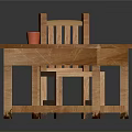 Simple Natural Wooden Furniture Set Table and Chair With Red Cup on Top