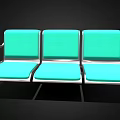 Turquoise Public Chair With Three Seats Metal Frame And Comfortable Seat Backrest