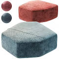 Modern Square Velvet Ottoman In Red And Blue With Woven Texture For Living Room